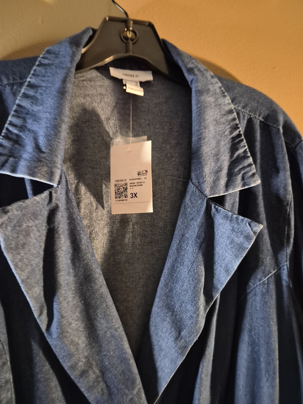 Forever 21 Plus Dark Blue Denim Trench Dress 3X